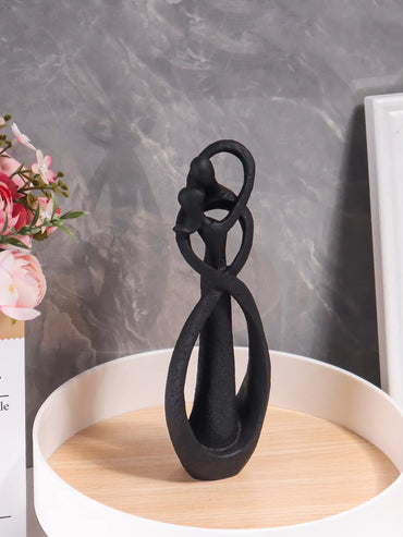 Abstract Couple Embrace Sculpture - Modern Eternal Love Figurine for Home Decor & Anniversary Gift