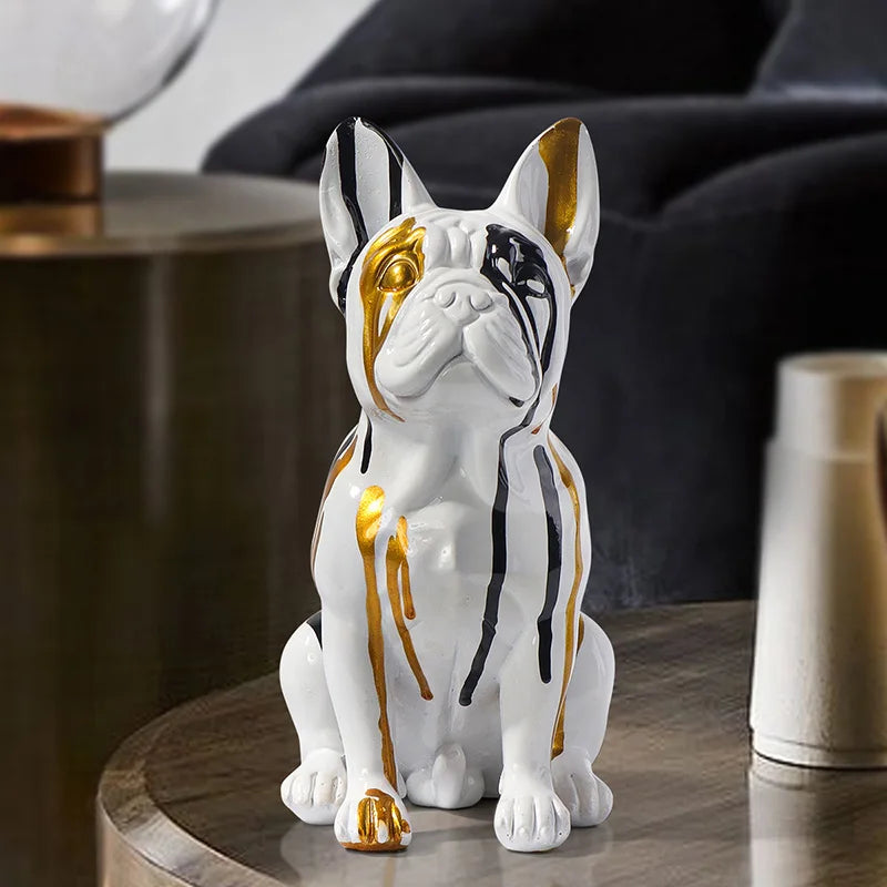 Watercolor French Bulldog Sculpture - Modern Artistic Resin Decor