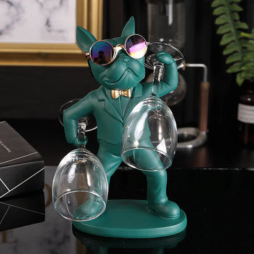 French Bulldog Wine Holder - Modern Dog Butler Sculpture