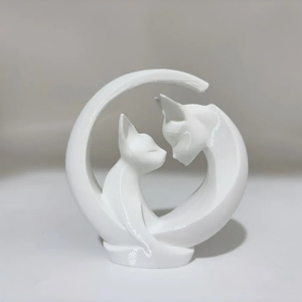 Minimalist Interactive Hugging Cats Statue - Modern Ceramic-Style Silhouette Sculpture for Bedroom Nightstand & Romantic Home Decor