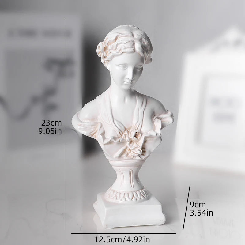 Greek Female Bust Statue - Classic White Resin Art Sculpture