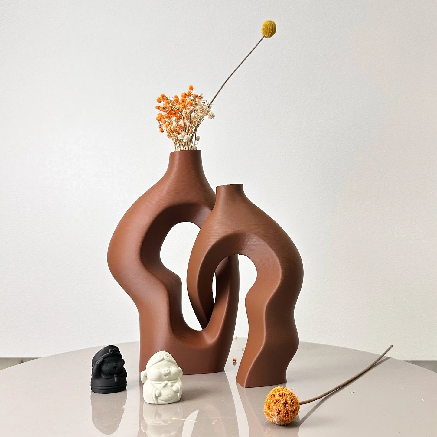 Interlocking Ceramic-Style Vases - Modern 2-Piece Abstract Set
