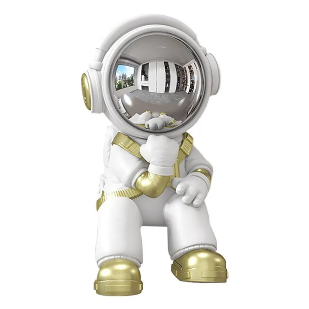 Miniature Resin Astronaut Sculpture - Modern Space Explorer Art for Desk & Office Decor