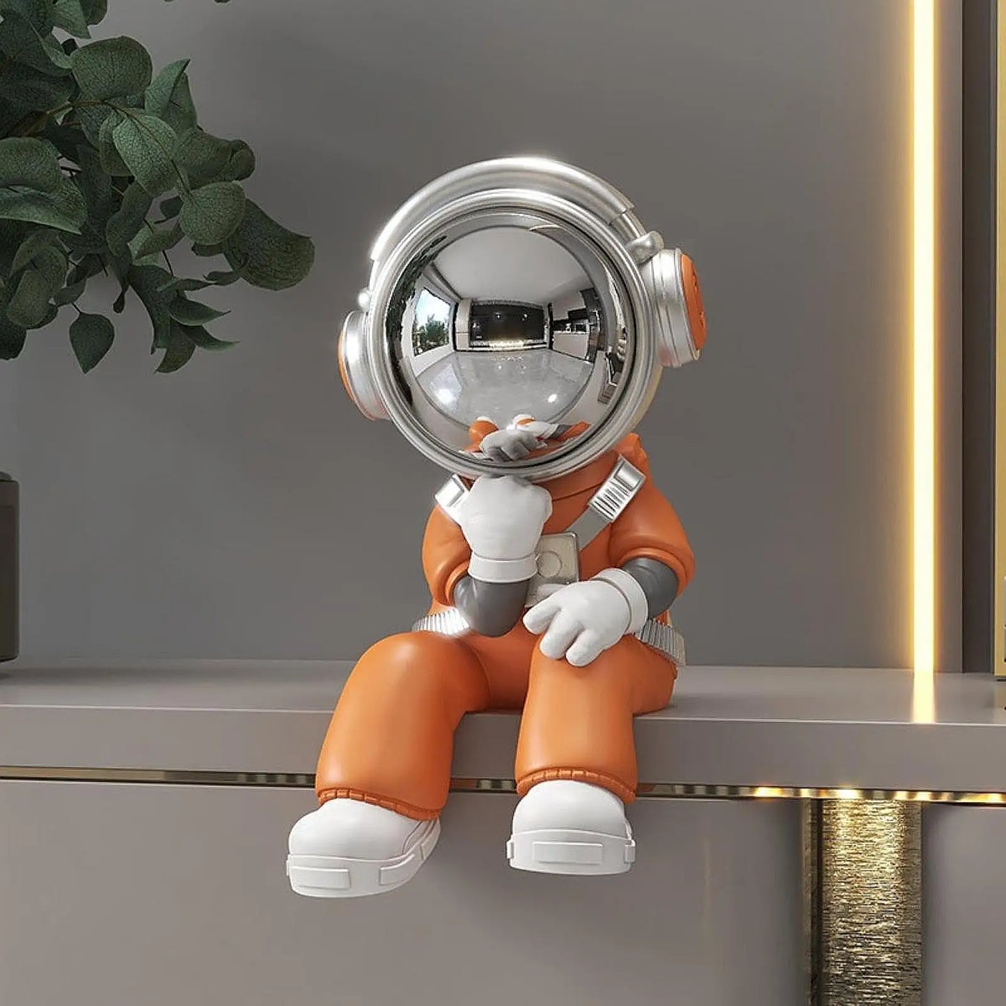 Miniature Resin Astronaut Sculpture - Modern Space Explorer Art for Desk & Office Decor