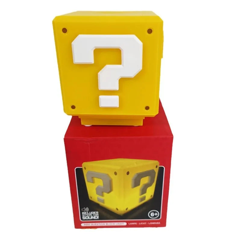Question Mark Block Night Light - Interactive 3D LED Desk Lamp with Sound & USB Charging