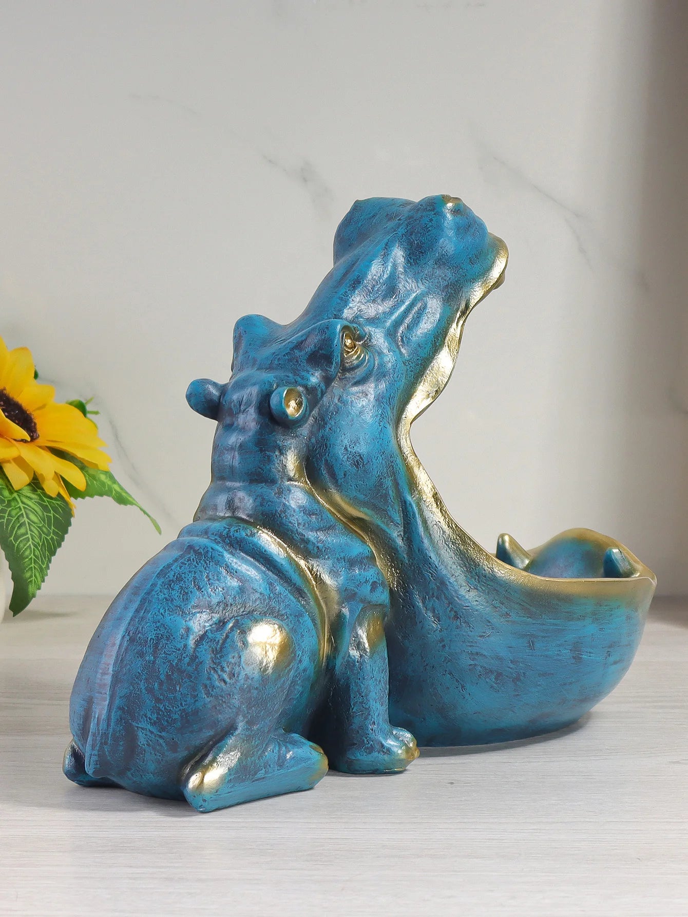 Hippo Resin Storage Bowl - Creative Open Mouth Key Holder