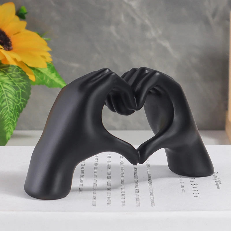 Heart Gesture Hand Sculpture - Modern Love Symbol Resin Statue for Romantic Home Decor