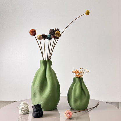 Textured Fabric-Style Vase Set - Modern 2-Piece Boho Decorative Collection