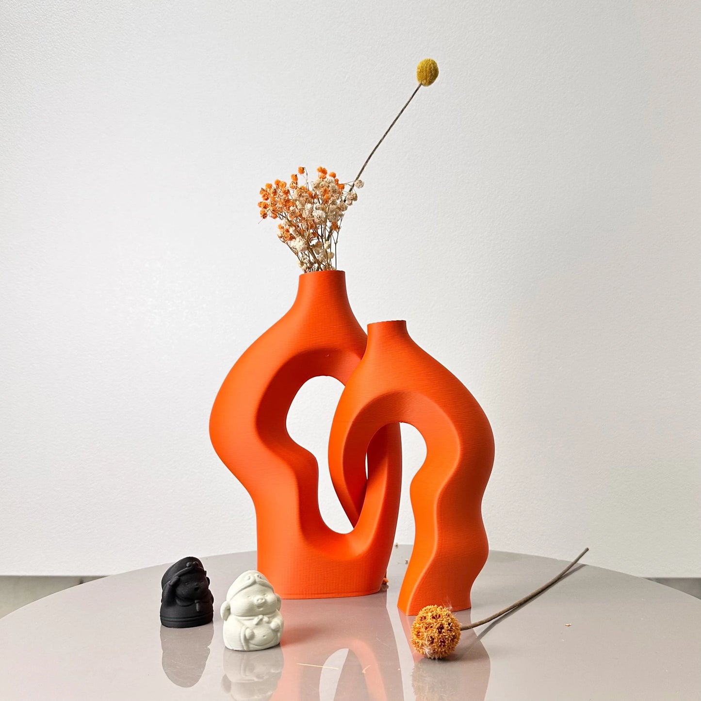 Interlocking Ceramic-Style Vases - Modern 2-Piece Abstract Set
