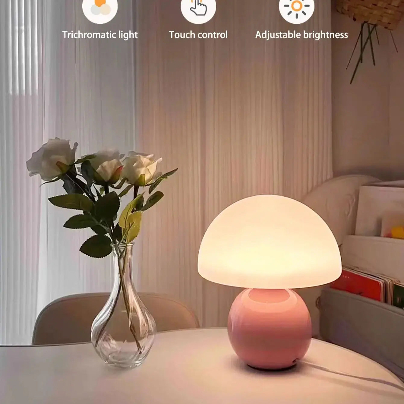 Nordic Macaron Mushroom Table Lamp - Creative Wooden Base Bedside Night Light for Bedroom & Study Room