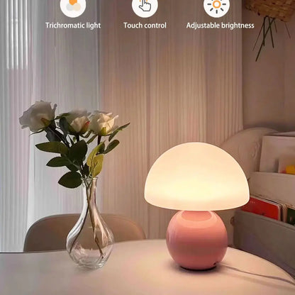 Nordic Macaron Mushroom Table Lamp - Creative Wooden Base Bedside Night Light for Bedroom & Study Room