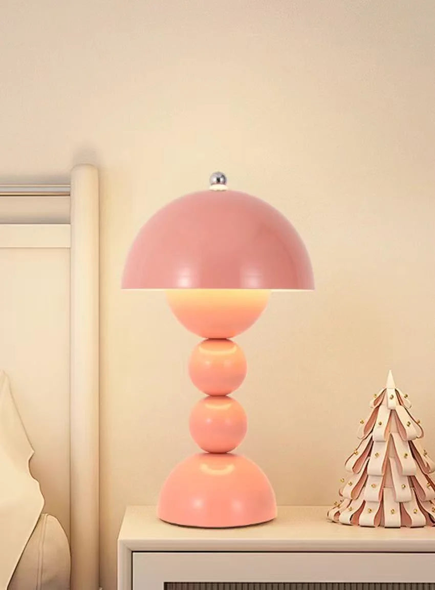 Nordic LED Table Lamp - Retro Mushroom Desk Light with 3-Color Stepless Dimming
