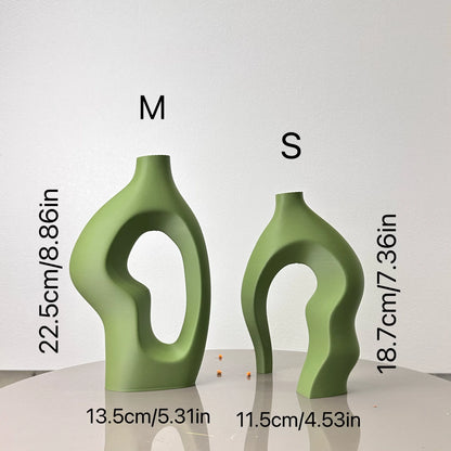Interlocking Ceramic-Style Vases - Modern 2-Piece Abstract Set