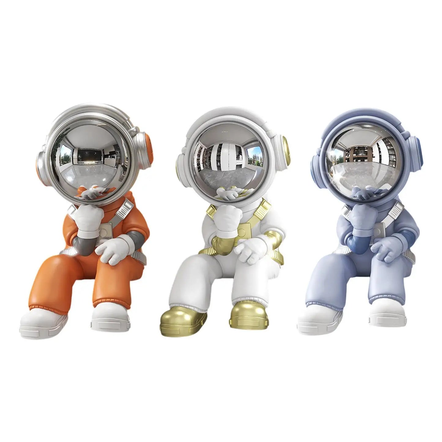 Miniature Resin Astronaut Sculpture - Modern Space Explorer Art for Desk & Office Decor