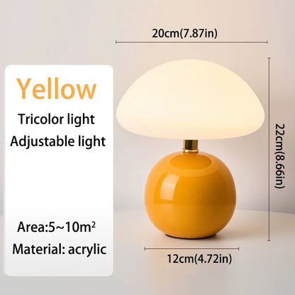 Nordic Macaron Mushroom Table Lamp - Creative Wooden Base Bedside Night Light for Bedroom & Study Room
