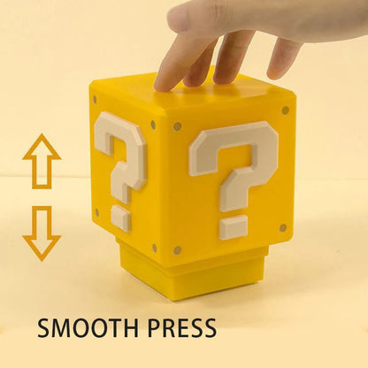 Question Mark Block Night Light - Interactive 3D LED Desk Lamp with Sound & USB Charging