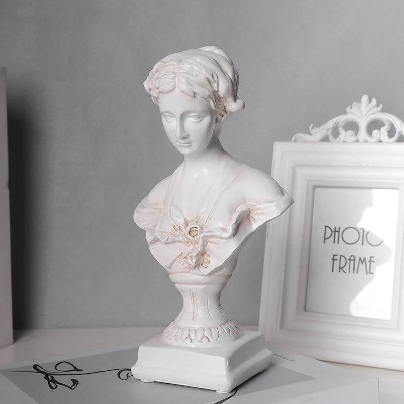 Greek Female Bust Statue - Classic White Resin Art Sculpture