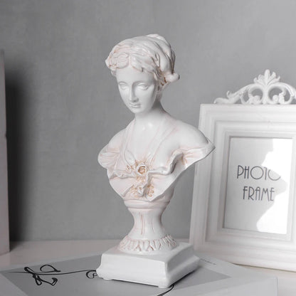 Greek Female Bust Statue - Classic White Resin Art Sculpture