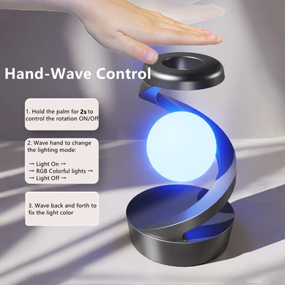 Gesture-Controlled Floating Table Lamp - RGB Night Light with 15W Wireless Charger