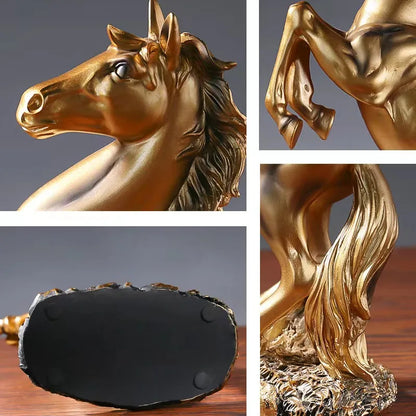 Victory Horse Resin Statue - 30cm European Style Stallion Figurine for Home & Office Decor