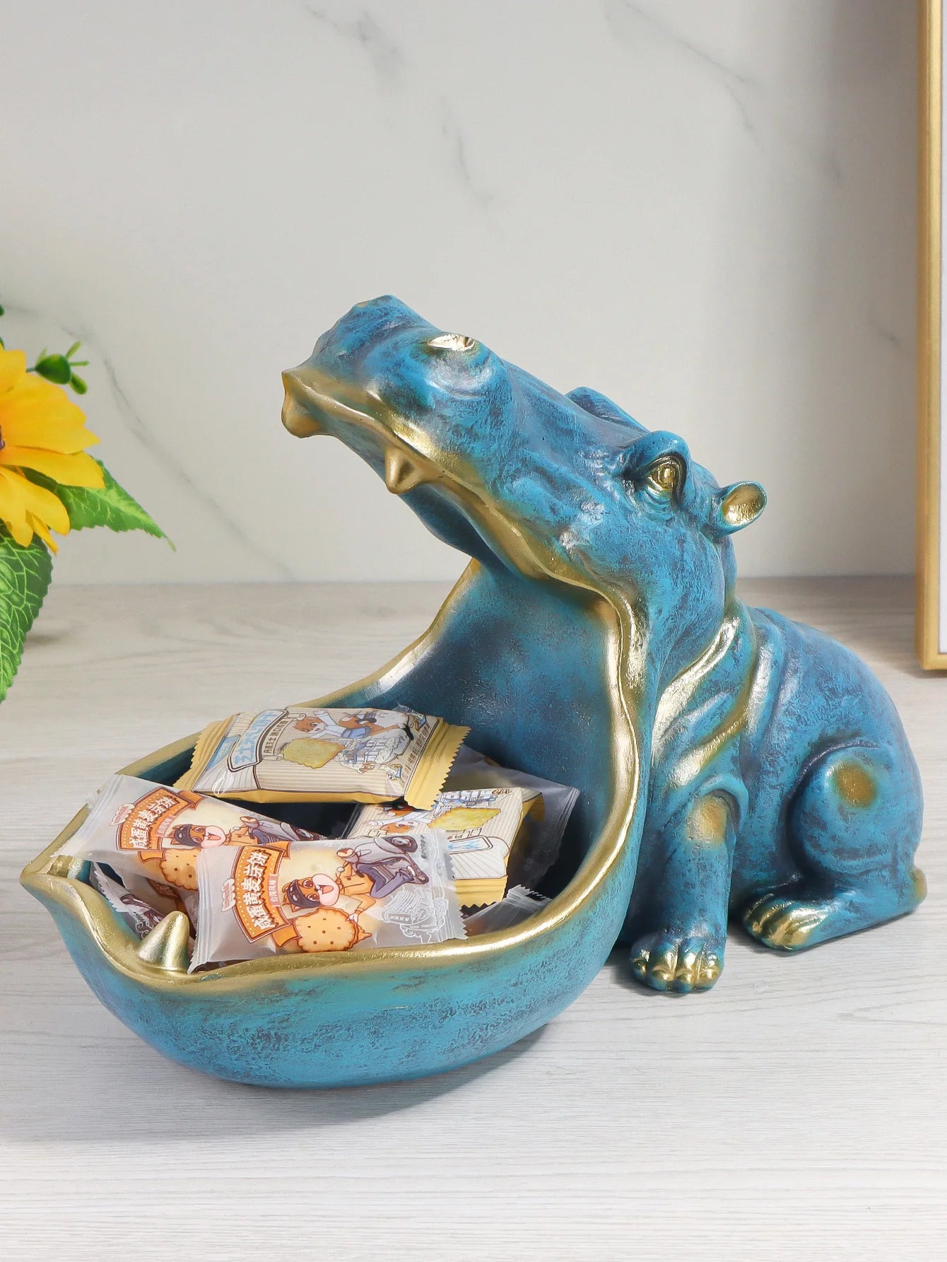 Hippo Resin Storage Bowl - Creative Open Mouth Key Holder