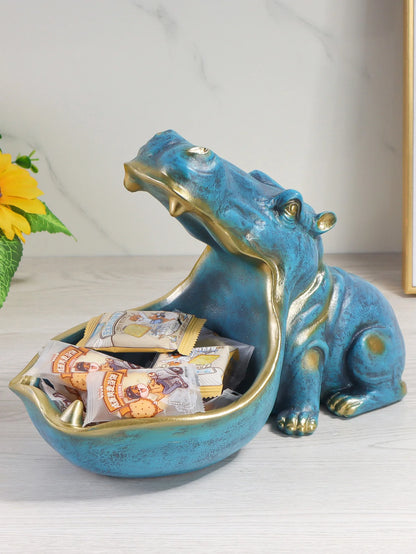 Hippo Resin Storage Bowl - Creative Open Mouth Key Holder