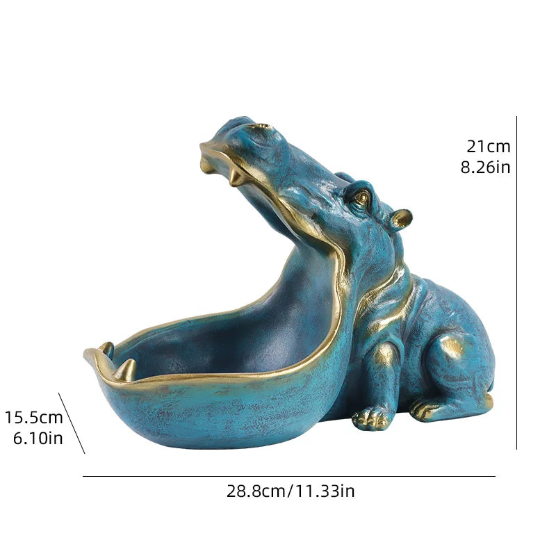 Hippo Resin Storage Bowl - Creative Open Mouth Key Holder