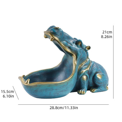 Hippo Resin Storage Bowl - Creative Open Mouth Key Holder