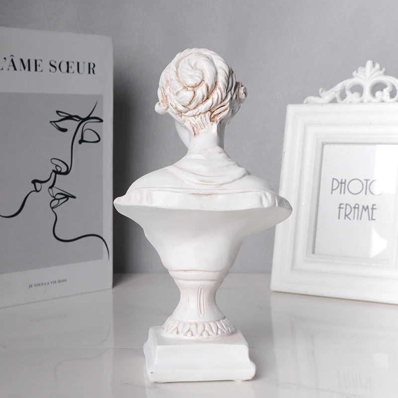 Greek Female Bust Statue - Classic White Resin Art Sculpture