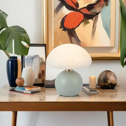 Nordic Macaron Mushroom Table Lamp - Creative Wooden Base Bedside Night Light for Bedroom & Study Room