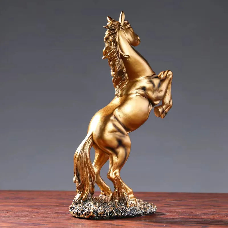 Victory Horse Resin Statue - 30cm European Style Stallion Figurine for Home & Office Decor