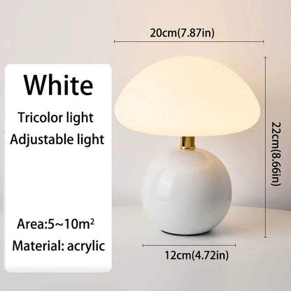 Nordic Macaron Mushroom Table Lamp - Creative Wooden Base Bedside Night Light for Bedroom & Study Room