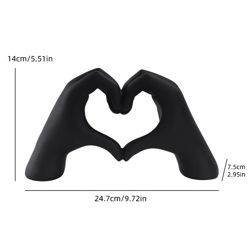 Heart Gesture Hand Sculpture - Modern Love Symbol Resin Statue for Romantic Home Decor