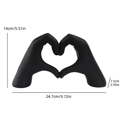 Heart Gesture Hand Sculpture - Modern Love Symbol Resin Statue for Romantic Home Decor