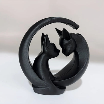 Minimalist Interactive Hugging Cats Statue - Modern Ceramic-Style Silhouette Sculpture for Bedroom Nightstand & Romantic Home Decor