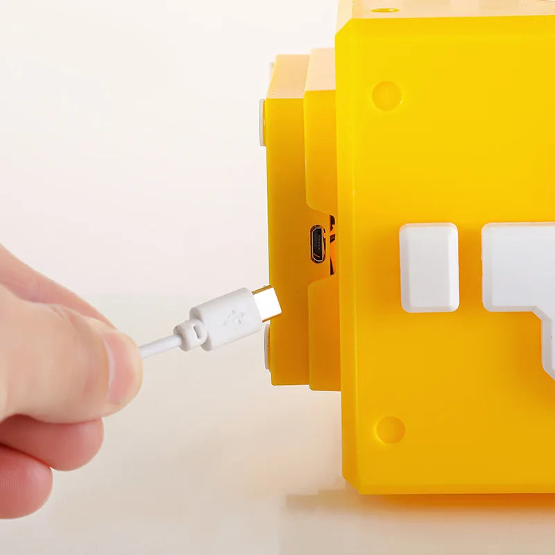 Question Mark Block Night Light - Interactive 3D LED Desk Lamp with Sound & USB Charging