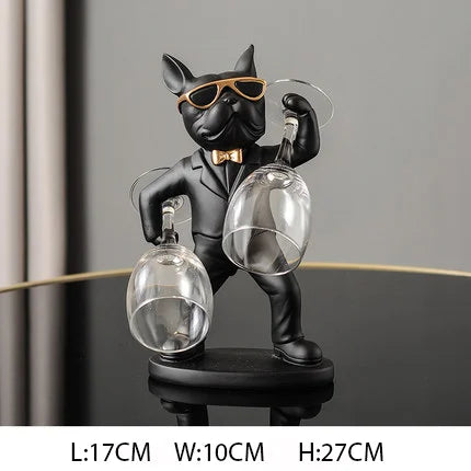 French Bulldog Wine Holder - Modern Dog Butler Sculpture