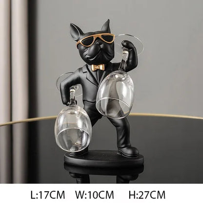French Bulldog Wine Holder - Modern Dog Butler Sculpture