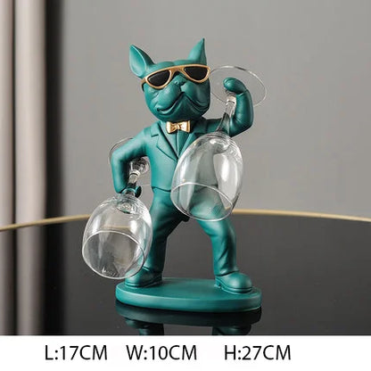 French Bulldog Wine Holder - Modern Dog Butler Sculpture