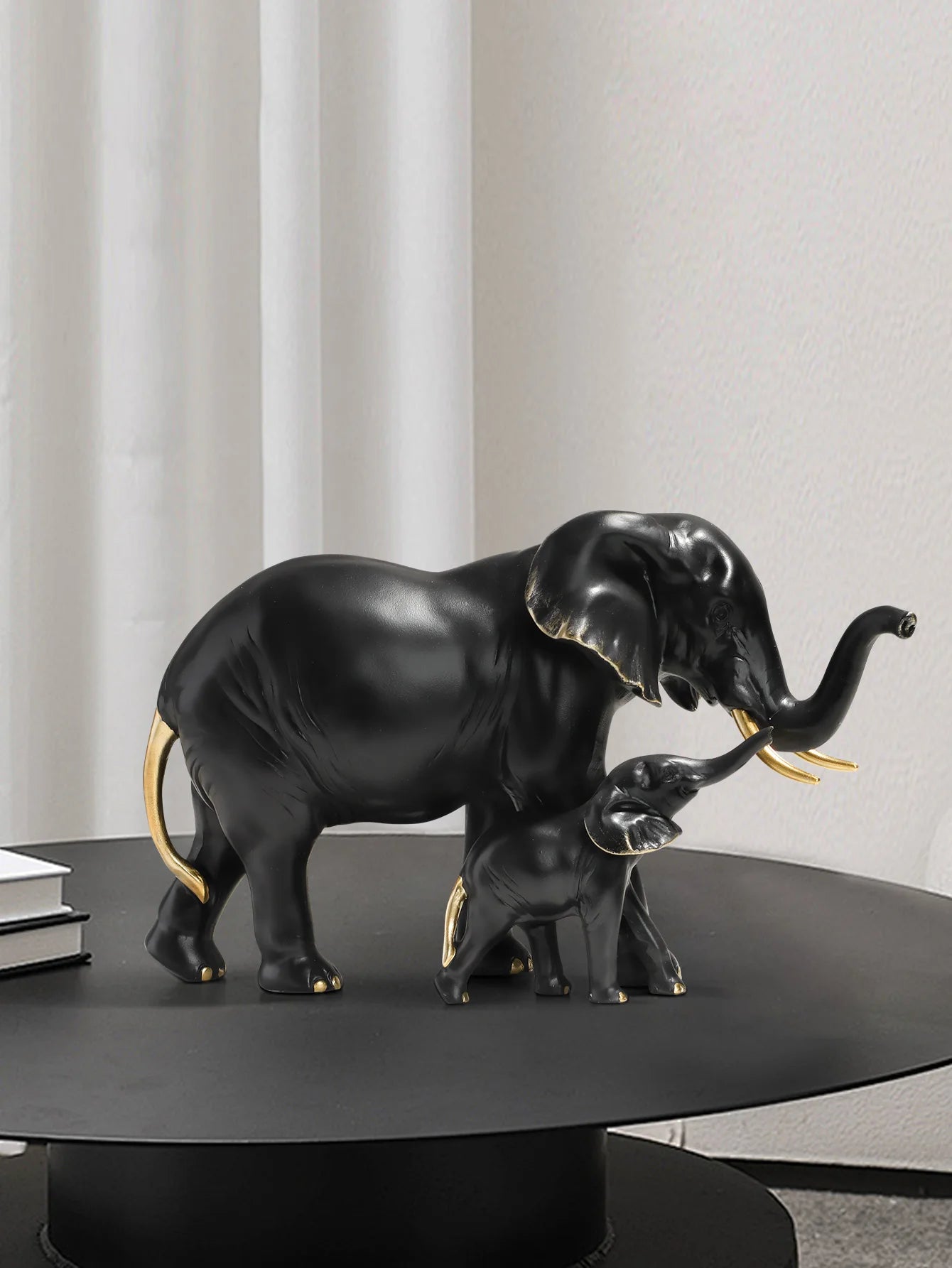 Mother & Child Elephant Sculpture - Modern Resin Family Decor