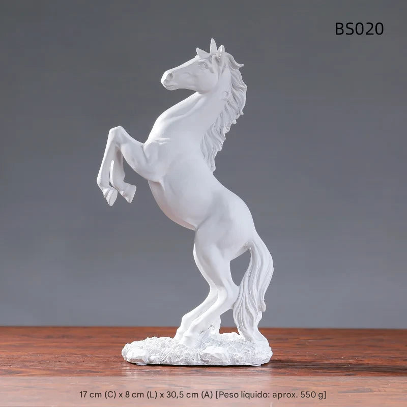 Victory Horse Resin Statue - 30cm European Style Stallion Figurine for Home & Office Decor