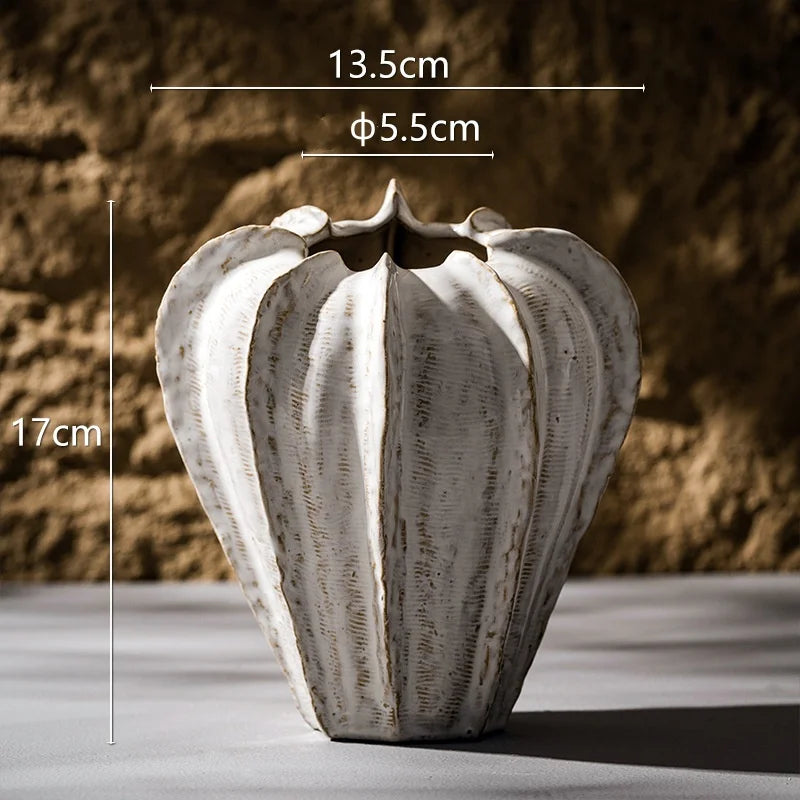 Capiron Ceramic Bud Vase - Modern Boho Ribbed Flower Pot