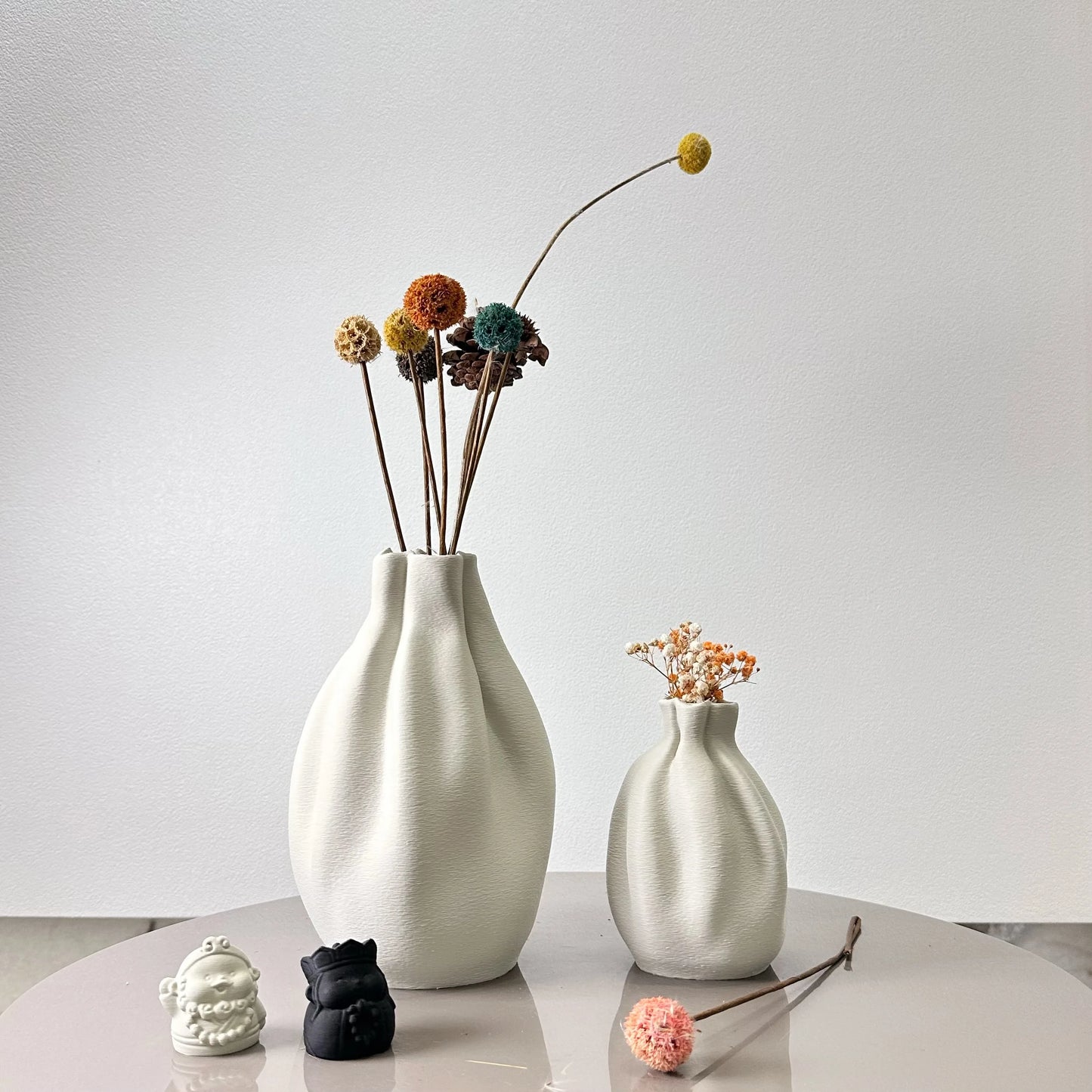 Textured Fabric-Style Vase Set - Modern 2-Piece Boho Decorative Collection