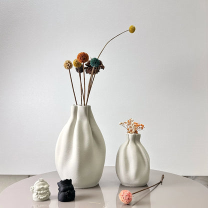 Textured Fabric-Style Vase Set - Modern 2-Piece Boho Decorative Collection