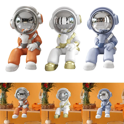 Miniature Resin Astronaut Sculpture - Modern Space Explorer Art for Desk & Office Decor