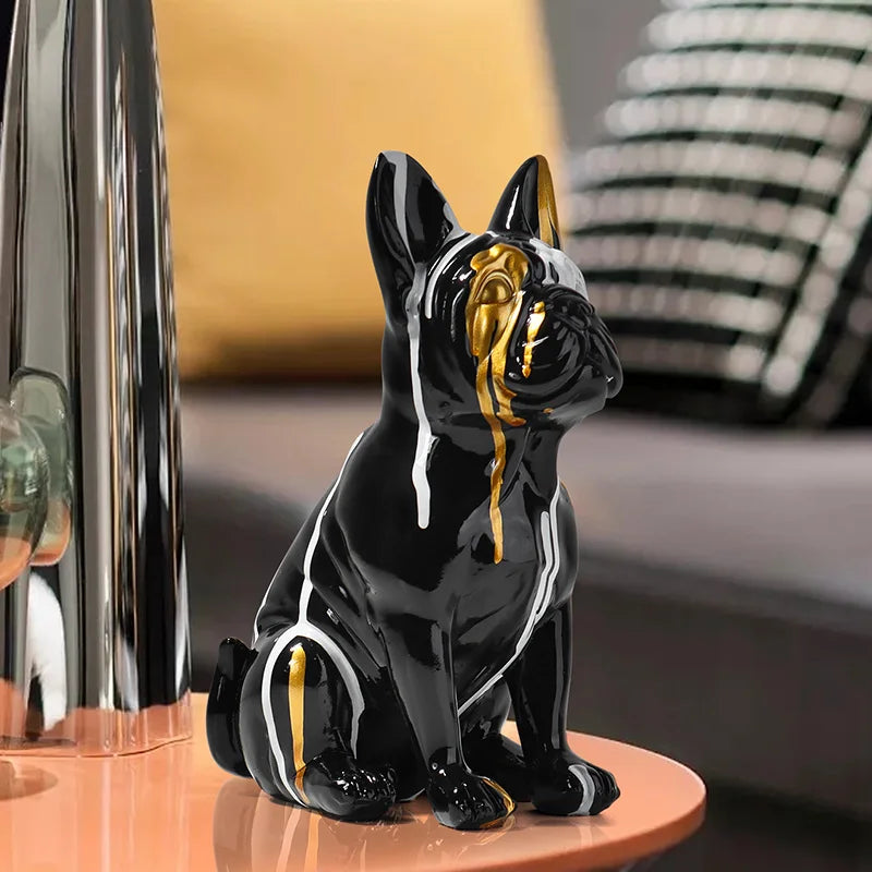 Watercolor French Bulldog Sculpture - Modern Artistic Resin Decor