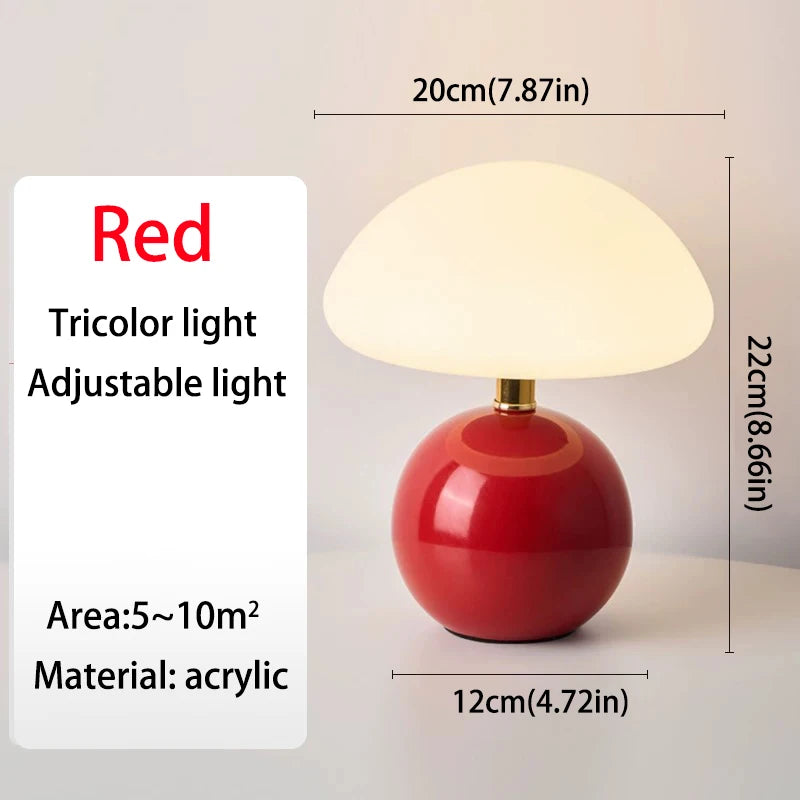 Nordic Macaron Mushroom Table Lamp - Creative Wooden Base Bedside Night Light for Bedroom & Study Room