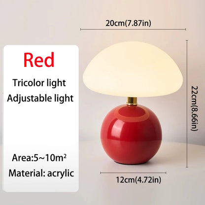 Nordic Macaron Mushroom Table Lamp - Creative Wooden Base Bedside Night Light for Bedroom & Study Room
