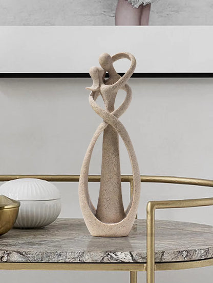 Abstract Couple Embrace Sculpture - Modern Eternal Love Figurine for Home Decor & Anniversary Gift