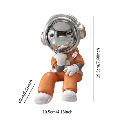 Miniature Resin Astronaut Sculpture - Modern Space Explorer Art for Desk & Office Decor